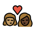 kiss: woman, woman, medium skin tone, dark skin tone on OpenMoji