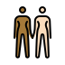 women holding hands: medium-dark skin tone, light skin tone on OpenMoji