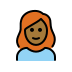 woman: medium-dark skin tone, red hair on OpenMoji