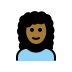 woman: medium-dark skin tone, curly hair on OpenMoji