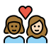 couple with heart: woman, woman, medium-dark skin tone, light skin tone on OpenMoji
