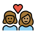 couple with heart: woman, woman, medium-dark skin tone, medium skin tone on OpenMoji