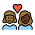 couple with heart: woman, woman, medium-dark skin tone, dark skin tone on OpenMoji