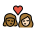 kiss: woman, woman, medium-dark skin tone, light skin tone on OpenMoji