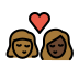 kiss: woman, woman, medium-dark skin tone, dark skin tone on OpenMoji