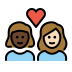 couple with heart: woman, woman, dark skin tone, light skin tone on OpenMoji