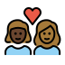 couple with heart: woman, woman, dark skin tone, medium-dark skin tone on OpenMoji