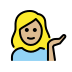 woman tipping hand: medium-light skin tone on OpenMoji