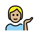 person tipping hand: medium-light skin tone on OpenMoji
