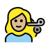woman getting haircut: medium-light skin tone on OpenMoji