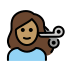 woman getting haircut: medium skin tone on OpenMoji