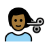 man getting haircut: medium-dark skin tone on OpenMoji