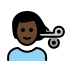 man getting haircut: dark skin tone on OpenMoji