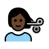 person getting haircut: dark skin tone on OpenMoji