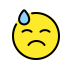 downcast face with sweat on OpenMoji