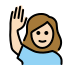 woman raising hand: light skin tone on OpenMoji