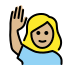 woman raising hand: medium-light skin tone on OpenMoji