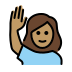 woman raising hand: medium skin tone on OpenMoji