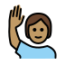 person raising hand: medium skin tone on OpenMoji
