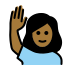 woman raising hand: medium-dark skin tone on OpenMoji