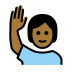 person raising hand: medium-dark skin tone on OpenMoji