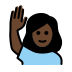 woman raising hand: dark skin tone on OpenMoji