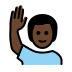 man raising hand: dark skin tone on OpenMoji