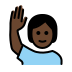 person raising hand: dark skin tone on OpenMoji