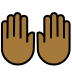 raising hands: medium-dark skin tone on OpenMoji