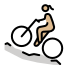 woman mountain biking: medium-light skin tone on OpenMoji