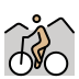 person mountain biking: medium-light skin tone on OpenMoji