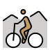 person mountain biking: medium skin tone on OpenMoji