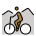 person mountain biking: medium-dark skin tone on OpenMoji