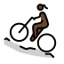 woman mountain biking: dark skin tone on OpenMoji