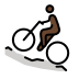 man mountain biking: dark skin tone on OpenMoji