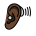 ear with hearing aid: dark skin tone on OpenMoji