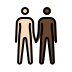 people holding hands: light skin tone, dark skin tone on OpenMoji