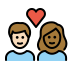 couple with heart: person, person, light skin tone, medium-dark skin tone on OpenMoji