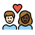 couple with heart: person, person, light skin tone, dark skin tone on OpenMoji