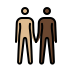 people holding hands: medium-light skin tone, dark skin tone on OpenMoji