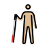 person with white cane: medium-light skin tone on OpenMoji