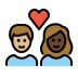 couple with heart: person, person, medium-light skin tone, dark skin tone on OpenMoji