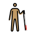 person with white cane facing right: medium skin tone on OpenMoji