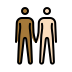 people holding hands: medium-dark skin tone, light skin tone on OpenMoji