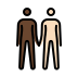 people holding hands: dark skin tone, light skin tone on OpenMoji