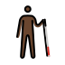 person with white cane facing right: dark skin tone on OpenMoji