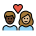 couple with heart: person, person, dark skin tone, medium-light skin tone on OpenMoji