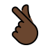 hand with index finger and thumb crossed: dark skin tone on OpenMoji