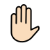 raised hand: light skin tone on OpenMoji