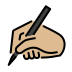 writing hand: medium-light skin tone on OpenMoji